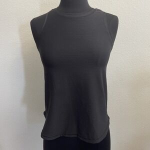 Calia Women's Drop Needle Shirttail Tank Ribbed Size XXS Pure‎ Black NEW Wicking